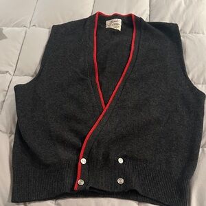 Vintage Brooks Brothers Dark Gray Cardigan with Red Trim